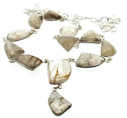 Angel Hair Quartz Indian Silver Necklace 01