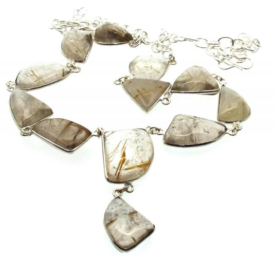 Angel Hair Quartz Indian Silver Necklace 01