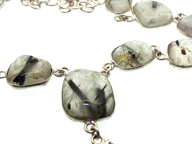 Black Toumalated Quartz Indian Silver Necklace 02