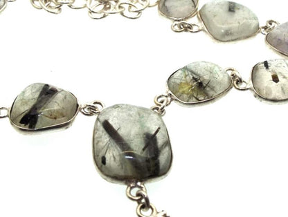 Black Toumalated Quartz Indian Silver Necklace 02