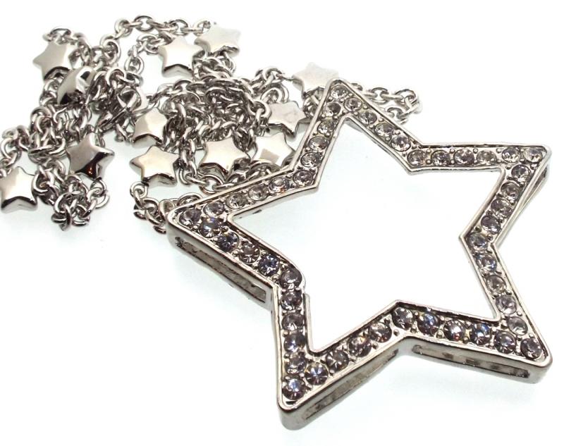 Bling Large Metal Crystal Glass Star Necklace