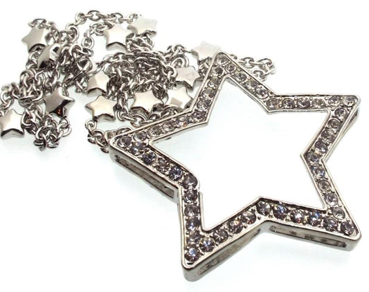 Bling Large Metal Crystal Glass Star Necklace