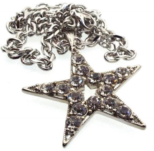 Bling Medium Metal Crystal Glass Star Necklace