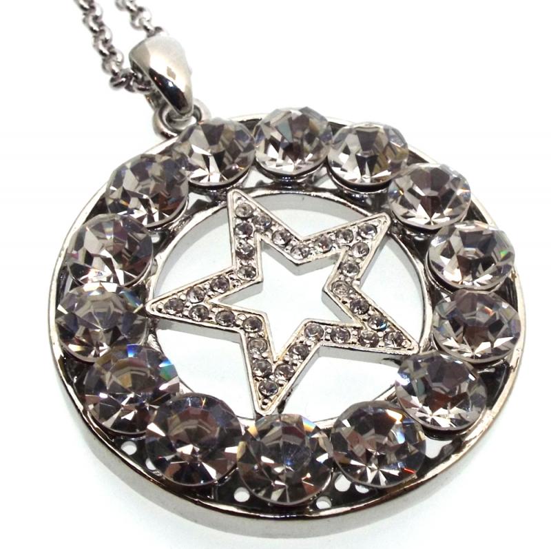 Bling Metal Pentacle Crystal Glass Necklace