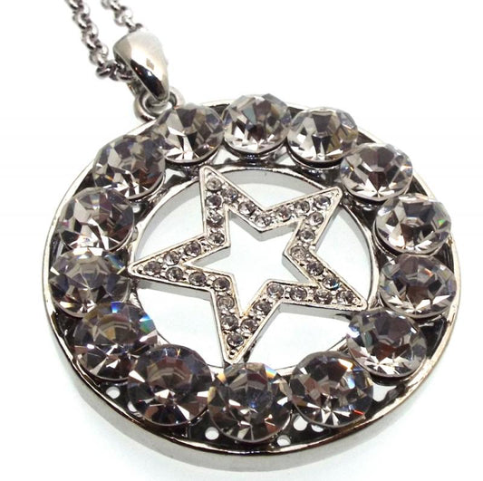 Bling Metal Pentacle Crystal Glass Necklace