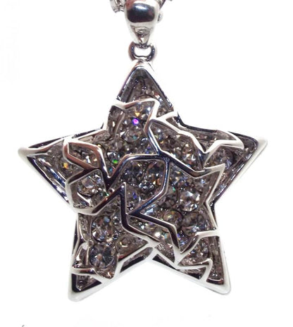 Bling Metal Crystal Glass Star Necklace and Earring Set