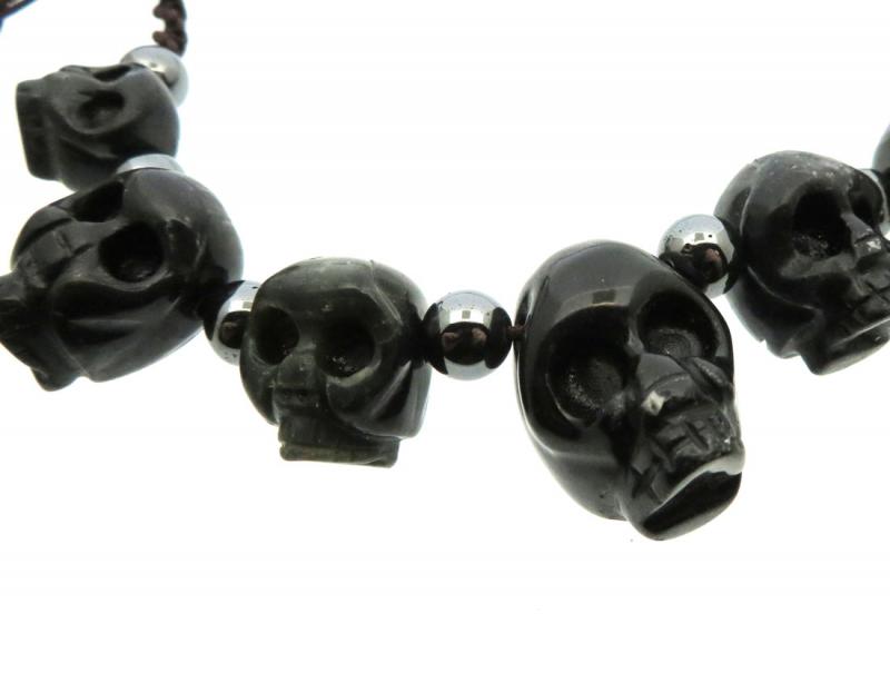 Black Agate Gemstone Woven String Necklace