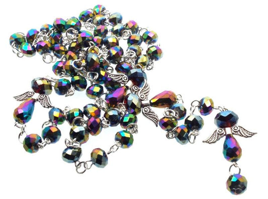 Titanium Aura Bead Rosary Necklace