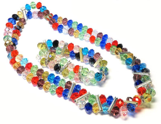 Colourful Glass Bead Necklace and Bracelet Set