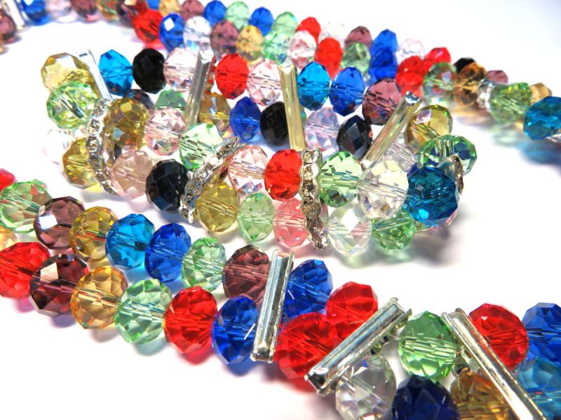 Colourful Glass Bead Necklace and Bracelet Set