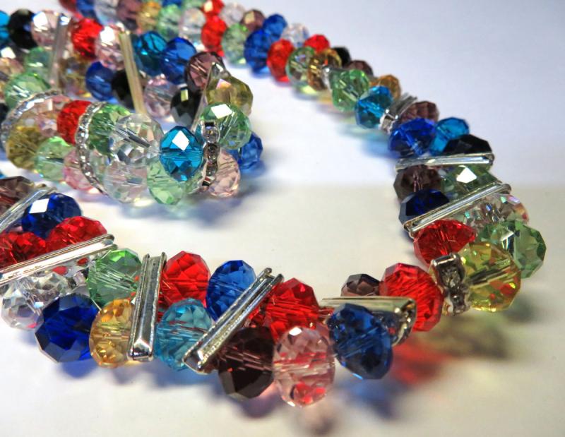 Colourful Glass Bead Necklace and Bracelet Set