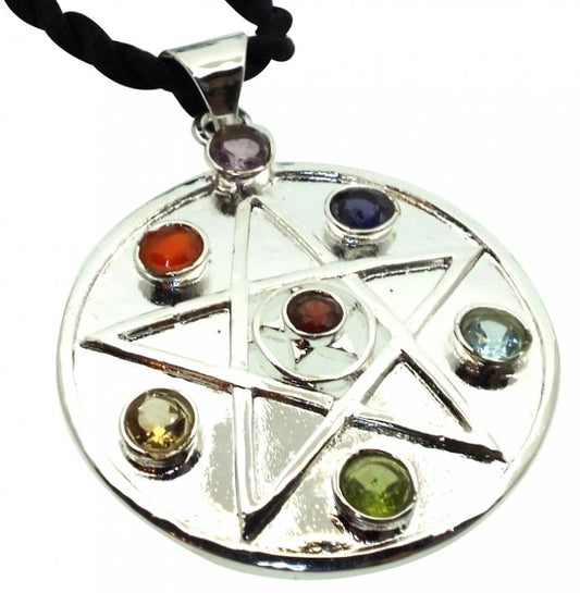 Chakra Gemstone Pentacle Pendant