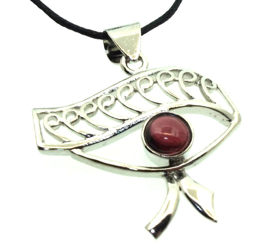Garnet Gemstone Egyptian Eye Pendant