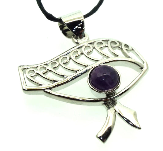 Amethyst Gemstone Egyptian Eye Pendant