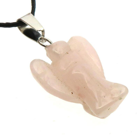 Rose Quartz Gemstone Carved Angel Pendant
