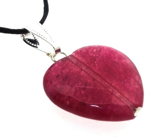 Ruby Coloured Quartz Gemstone Faceted Heart Pendant