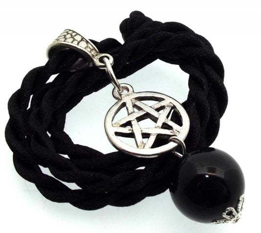 18mm Rainbow Obsidian Gemstone Sphere Pentacle Pendant