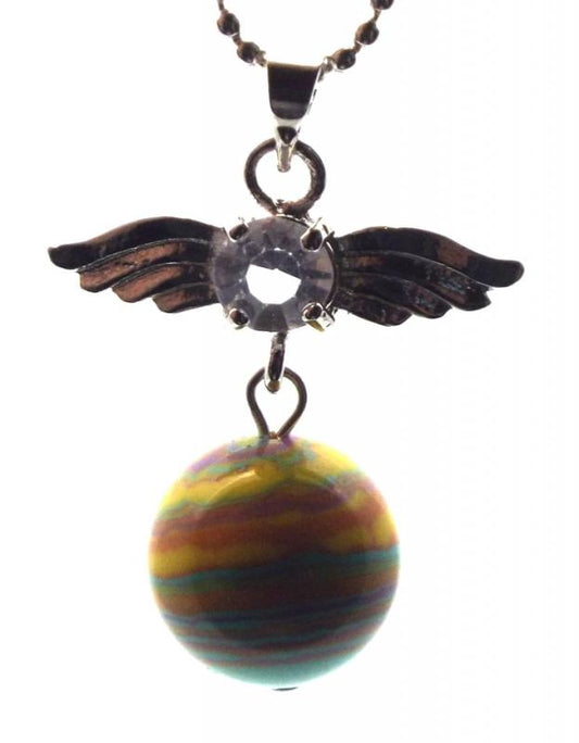 Angel Inspired Rainbow Calsilica Gemstone Pendant