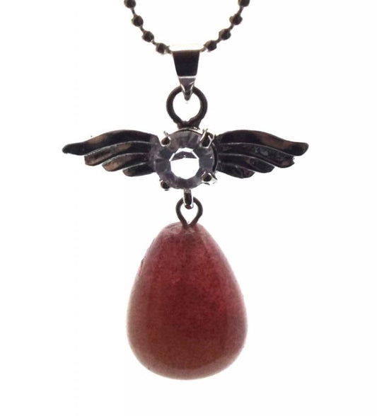 Angel Inspired Rasberry Quartz Gemstone Pendant
