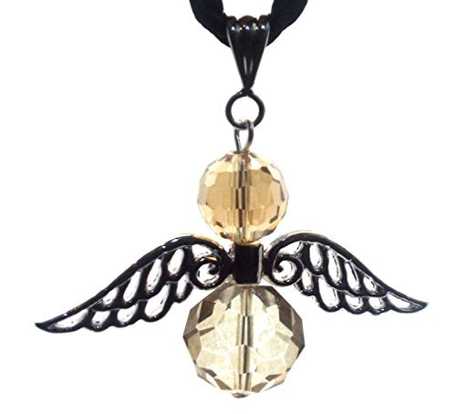 Large Guardian Angel Wing Smokey Crystal Pendant