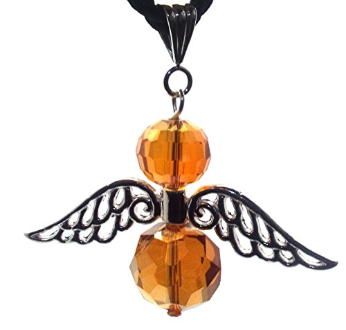 Large Guardian Angel Wing Orange Crystal Pendant