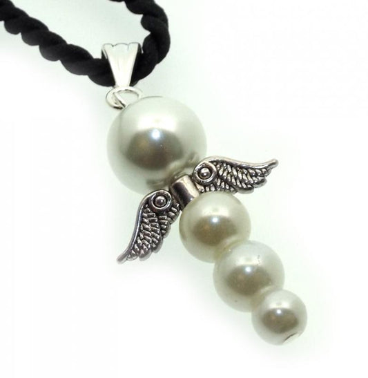 Guardian Angel White Glass Pearl Pendant
