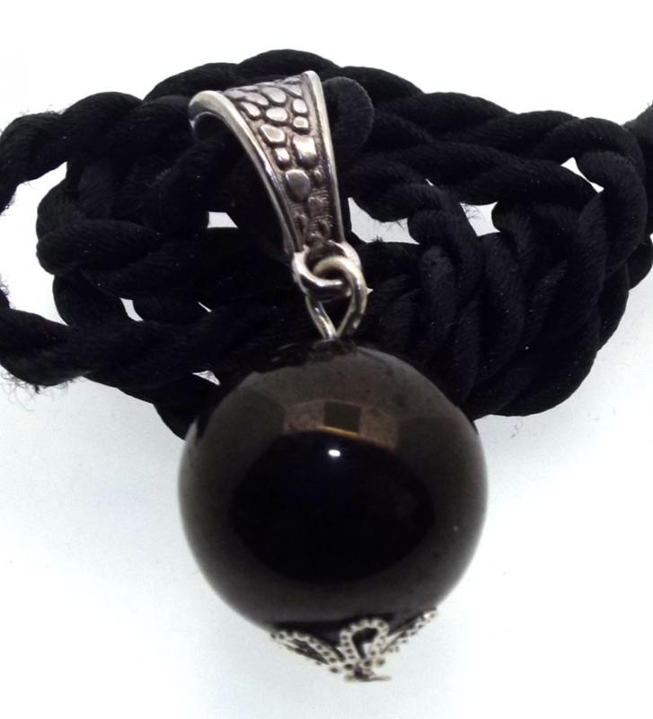 14mm Jet Gemstone Sphere Pendant