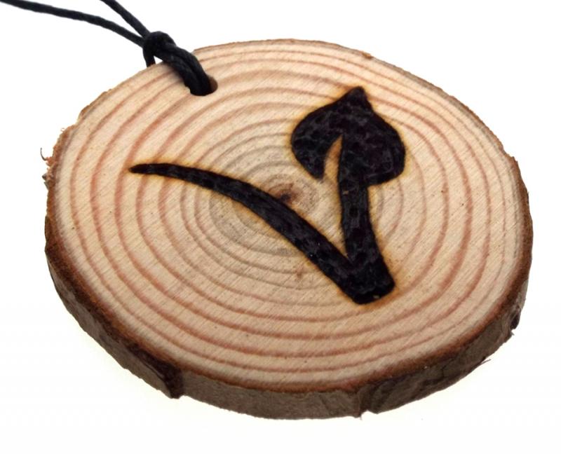 Vegan Symbol Reclaimed Oak Slice Wooden Pendant