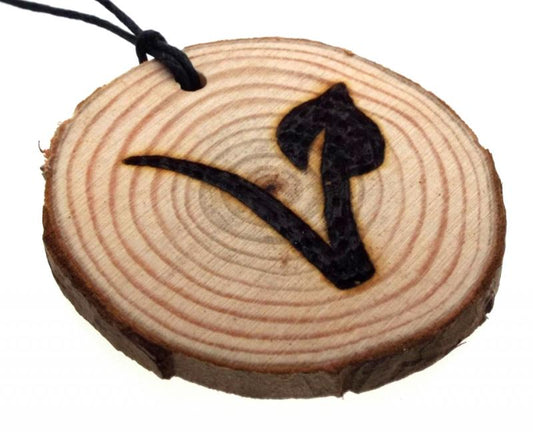 Vegan Symbol Reclaimed Oak Slice Wooden Pendant