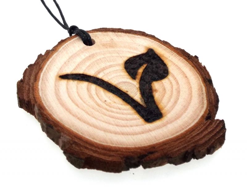 Vegan Symbol Reclaimed Oak Slice Wooden Pendant
