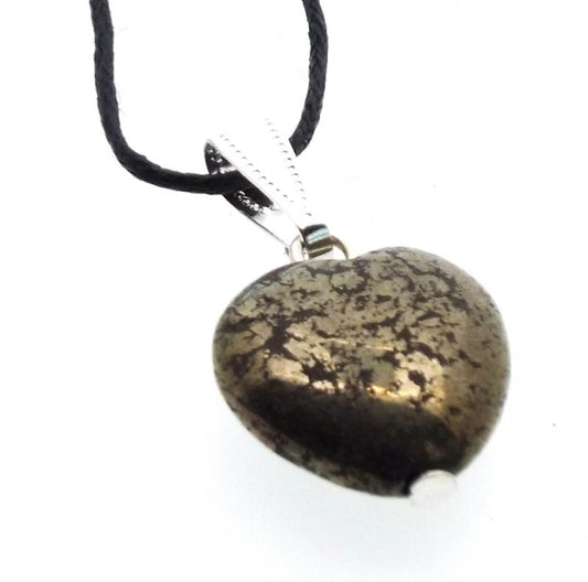 Pyrite Carved Heart Pendant