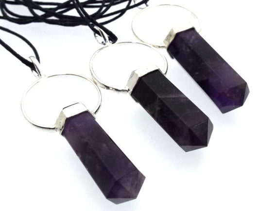 Amethyst Double Terminated Faceted Point Pendant