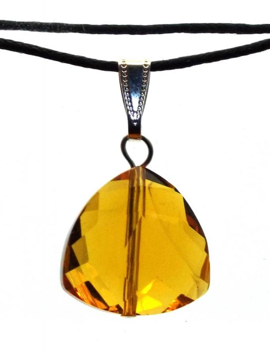 Triangular Golden Sunset Andara Crystal Pendant