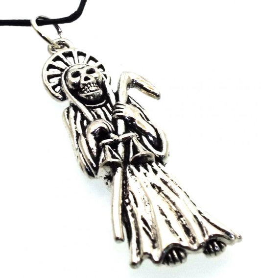 Metal Santa Muerte Cord Pendant