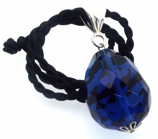 Large Faceted Egg Blue Andara Crystal Pendant