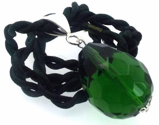 Large Faceted Egg Green Andara Crystal Pendant