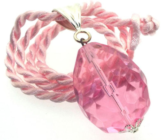 Large Faceted Egg Pink Andara Crystal Pendant