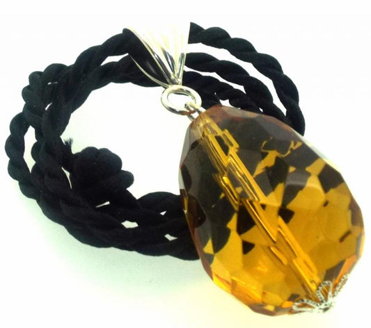 Large Faceted Egg Sunset Andara Crystal Pendant