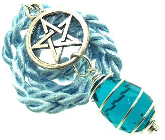 Pentacle Faceted Egg Oceanic Andara Crystal Spiral Pendant