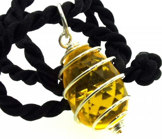 Small Faceted Egg Sunset Andara Crystal Spiral Pendant