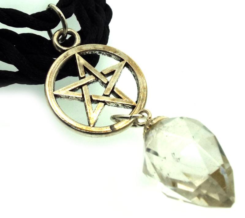 Clear Quartz Droplet Pentacle Pendant