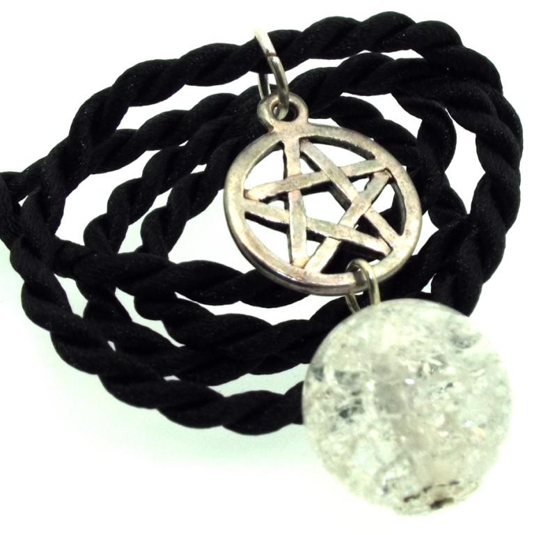 16mm Clear Coloured Crackle Quartz Sphere Pentacle Pendant