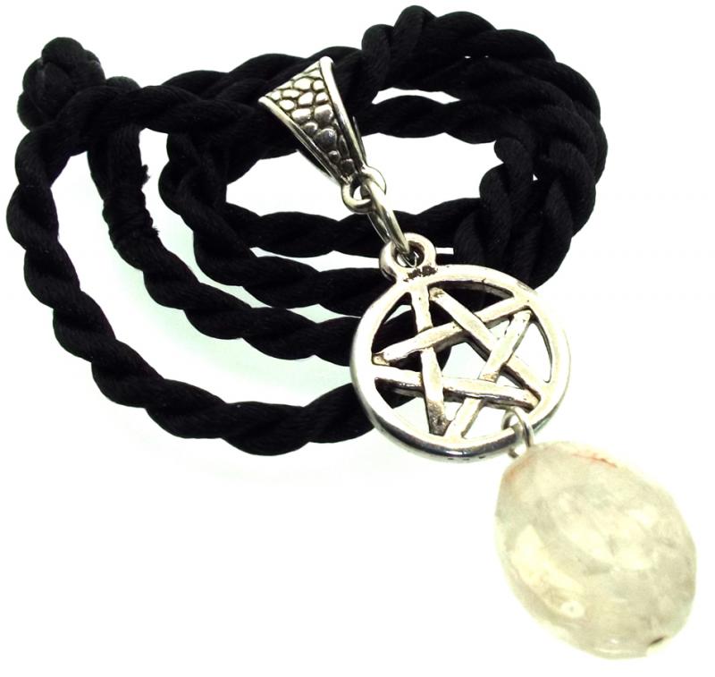 Brazillian Quartz Gemstone Pentacle Pendant