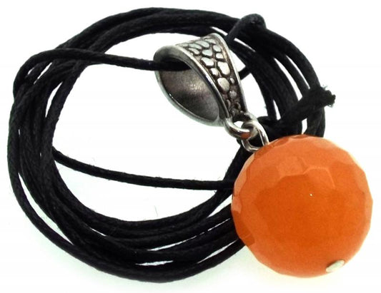 14mm Orange Calcite Gemstone Sphere Pendant