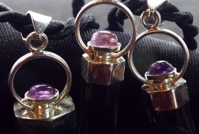 Fancy Cut Clear Quartz Gemstone with Amethyst Pendant