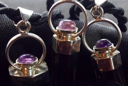Fancy Cut Clear Quartz Gemstone with Amethyst Pendant