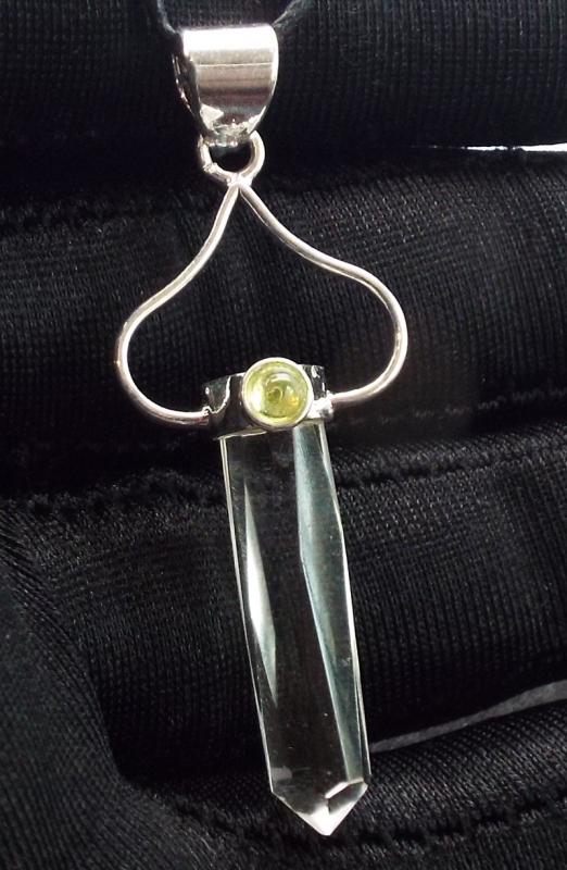 Clear Quartz and Peridot Point Pendant