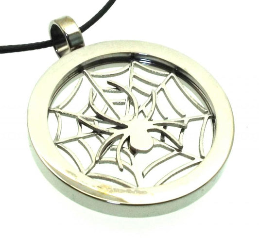 Stainless Steel Cobweb and Spider Pendant