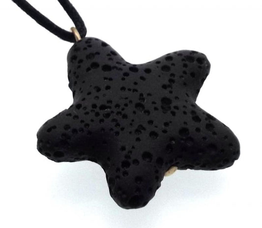 Small Natural Black Volcanic Lava Rock Star Pendant