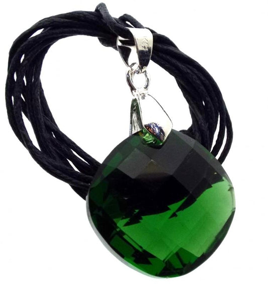 Round Faceted Emerald Green Andara Crystal Pendant